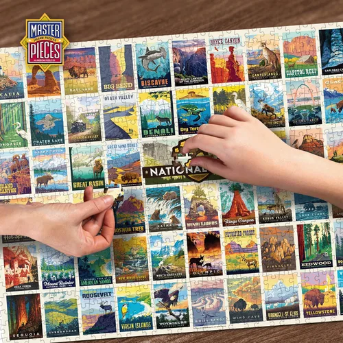 Vista 2 de MasterPieces National Parks Maps - Rompecabezas de 1000 piezas para adultos, familia o jóvenes - Parques Nacionales de Estados Unidos por Anderson