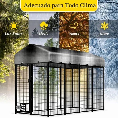 Vista 4 de Perrera para perros grandes, para exteriores, corralito para perros, casa de valla para patio, perrera resistente para perros con puerta