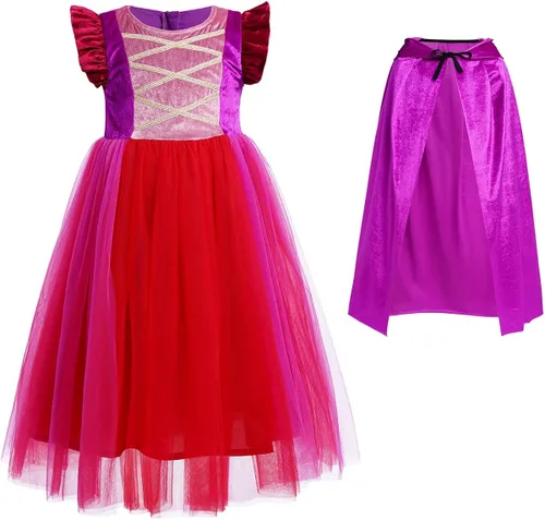 Vista 2 de Disfraz de Halloween para niñas, vestido de bruja con capa, peluca de Halloween, trajes de cosplay