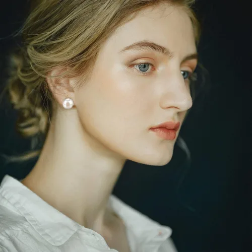 Vista 5 de Caskrin Aretes de perlas de plata S925 para mujer, de perlas cultivadas en agua dulce, redondos, de perlas vintage para mujer