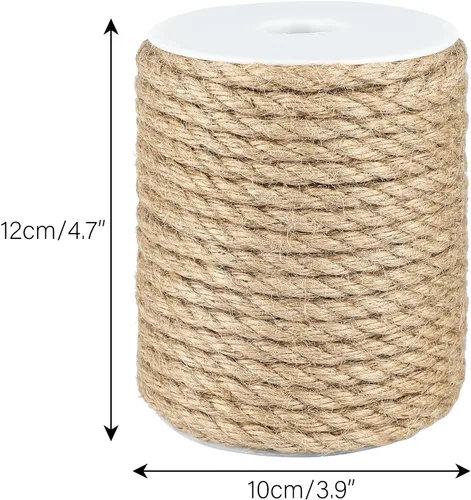 Vista 2 de joycraft Cuerda de yute de 0.315 pulgadas, cuerda de yute fuerte y resistente, cuerda de cáñamo decorativa marrón para obras de arte, jardinería