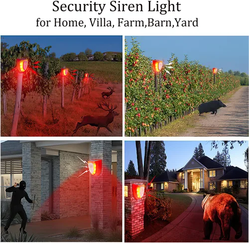 Vista 13 de Alarma solar con sensor de movimiento para exteriores: luces solares de alarma de seguridad con ladridos de perro y sonido de disparo