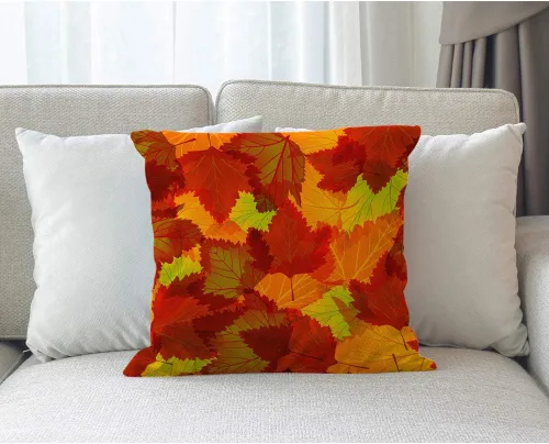 Vista 2 de Moslion Fundas de almohada de hojas de arce, funda de almohada de otoño con hojas de arce, 18 x 18 pulgadas, lona de algodón y lino, funda