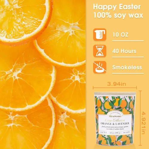 Vista 3 de Citrus Candle - Velas perfumadas de lavanda naranja, 10 onzas