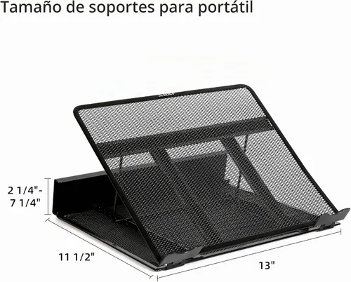 Vista 9 de DESIGNA Soporte ajustable de malla metálica ventilada para laptop, soporte elevador compatible con Apple MacBook Air Pro, Dell XPS, HP, Samsung