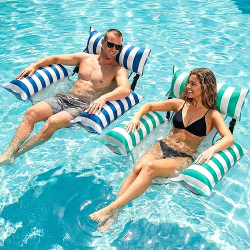 Vista 8 de Jasonwell Flotadores inflables para piscina para adultos – Flotadores de tela para piscina, silla flotante para lago, playa, tumbona flotante