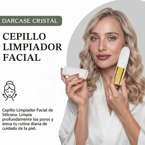 Vista 2 de DARCASE CRISTÁL - Un cepillo de limpieza facial de lujo. Doble función: limpieza profunda con cerdas de silicona y masaje ocular térmico