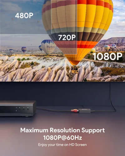 Vista 3 de ABLEWE RCA a HDMI, Convertidor de AV a HDMI, Adaptador convertidor de audio y video de 1080P Mini RCA Compuesto CVBS Compatible con PAL/NTSC