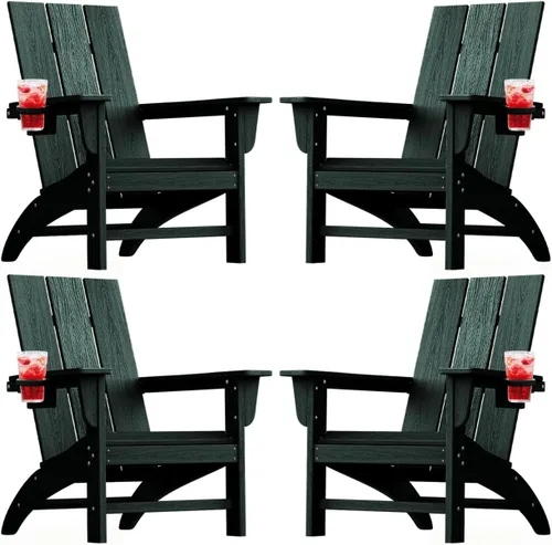 Vista 7 de Silla Adirondack moderna, sillas de patio de plástico HDPE para todo tipo de clima, silla para hoguera, sillas de césped al aire libre para terraza