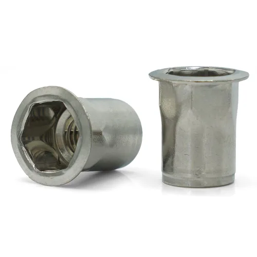 Vista 2 de M6-1.0 Tuerca remachadora de cabeza de perfil bajo hexagonal métrico, acero inoxidable 18-8 (25)