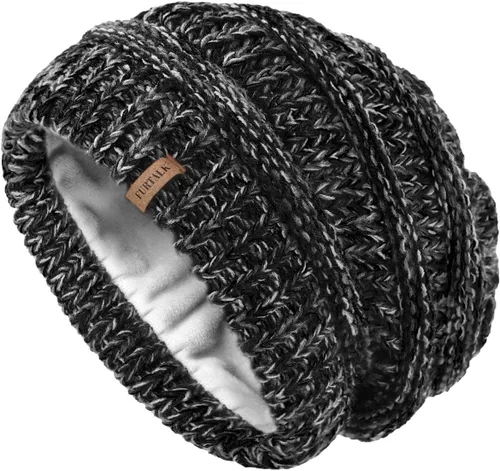 Vista 16 de FURTALK Gorros de invierno para mujer, con forro polar, gorro de punto holgado y cálido, gorro de esquí