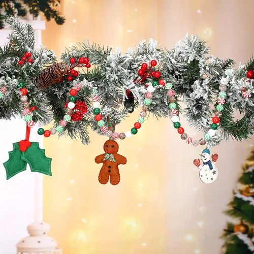 Vista 7 de 180 cuentas de madera de Navidad, cuentas de madera de bastón de caramelo, cuentas de madera de remolino para manualidades, cuentas de caramelo