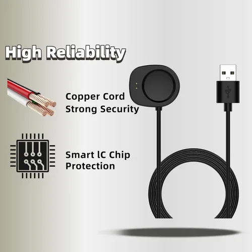 Vista 4 de Cable USB-C para reloj inteligente compatible con Amazfit T-Rex 3 / Balance 2/Helio correa, repuesto de 3.3 pies para reloj inteligente de carga