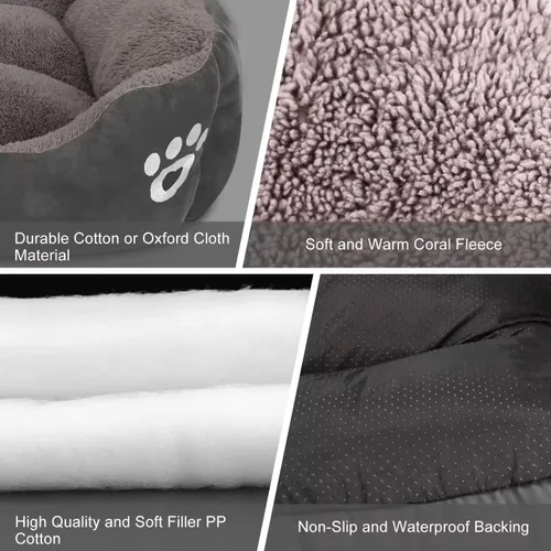 Vista 3 de SIAM'S Cama para perros y gatos, colchón para pequeño, mediano y grande, lavable, parte inferior antideslizante, diseño cómodo y duradero, cama Negro