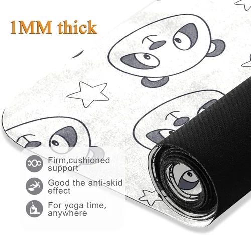Vista 4 de Cute Star Panda Pattern Thin Yoga Mat with Bag, Non Slip Fitness Workout Mat, Foldable Suede Rubber Yoga Mat for Yoga Pilates and Fitness, 70.8" L x