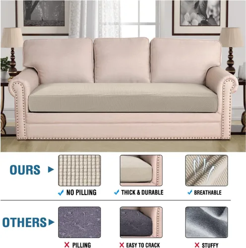Vista 401 de H.VERSAILTEX Fundas de Cojín de Asiento Individuales Super Elásticas Fundas de Sofá Fundas de Cojín de Sofá Fundas Deslizables Juegos Tela de Sarga
