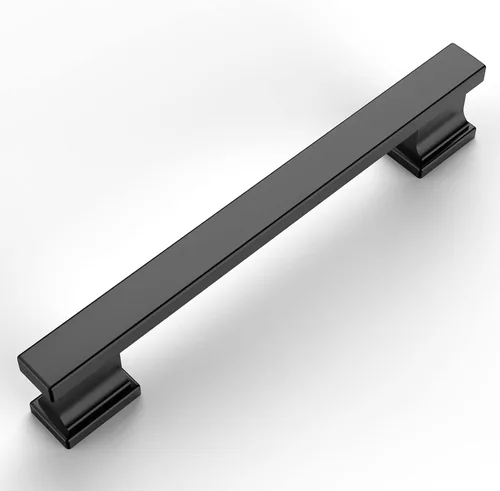 Vista 12 de Amerdeco - Paquete de 6 perillas en negro mate para gabinete, un solo orificio de 1.46 pulgadas, manijas para armarios, tiradores rectangulares
