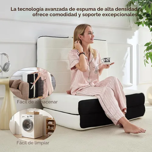 Vista 7 de ROXGOX Colchón Plegable, Cubrecolchón de Espuma Viscoelástica Twin de Triple Pliegue con Funda Lavable, Asa y Parte Inferior Antideslizante, Cama