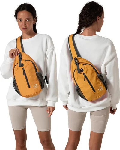 Vista 67 de Waterfly - Mochila cruzada tipo bandolera para viajes y caminatas, bolsa de pecho, Gris, talla única