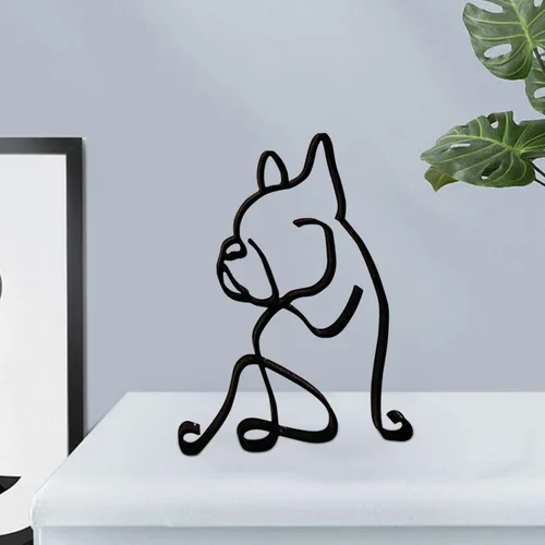 Vista 5 de ROTORS Escultura de arte minimalista para perros, línea abstracta de metal para perro, estatua de arte de dibujo geométrico, adornos creativos
