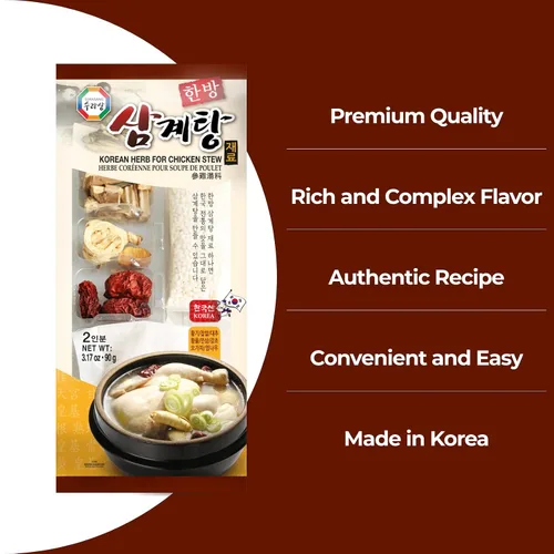 Vista 5 de Surasang Ingredientes de sopa de pollo con ginseng coreano Samgyetang