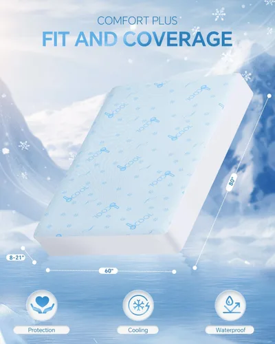 Vista 6 de Kmall Protector de Colchón Refrescante Premium Tamaño King - 100% Impermeable y Transpirable Tela de Aire 3D Fresca Cubierta de Colchón de Cama