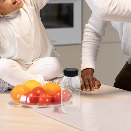Vista 2 de 6 botellas de jugo transparentes a prueba de fugas, botellas de leche reutilizables, recipientes para bebidas al aire libre, tapas para exprimir