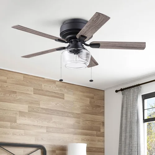 Vista 14 de Prominence Home MaCenna 51663-01 - Ventilador de techo LED tradicional de 52 pulgadas con luz de vidrio transparente, cadena de tracción, 5