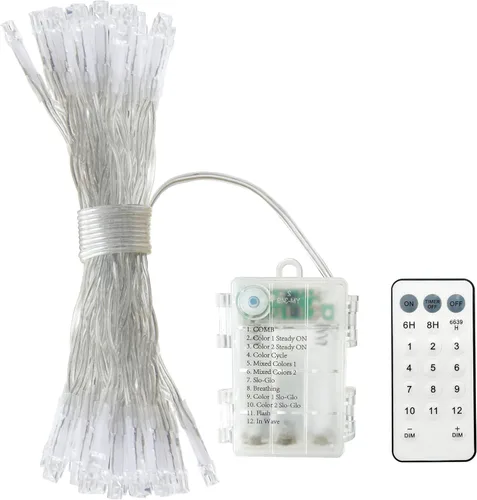 Vista 4 de GHJ - Cadena de luces LED con control remoto a pilas, resistente a la lluvia, luces de hadas cambiantes de color para árbol de Navidad, fiesta