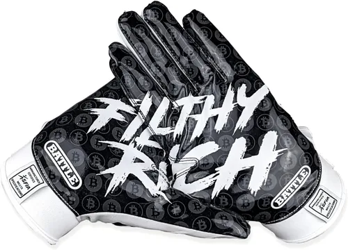Vista 26 de Battle Sports - Guantes de fútbol americano para receptor abierto con dorso de mano, ultraadherentes y con agarre, antideslizantes, para adultos