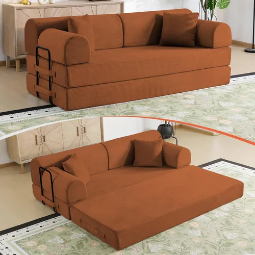 Vista 37 de Sofá cama de espuma viscoelástica de 79 pulgadas, futón convertible con reposacabezas alto, sofá sin hueso Negro