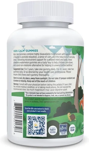 Vista 3 de Gomitas Calm de Nordic Naturals para Niños - Fresa y Sandía - 60 Gomitas - Suplemento de Magnesio y L-Teanina - Calmante para Niños - Apoyo