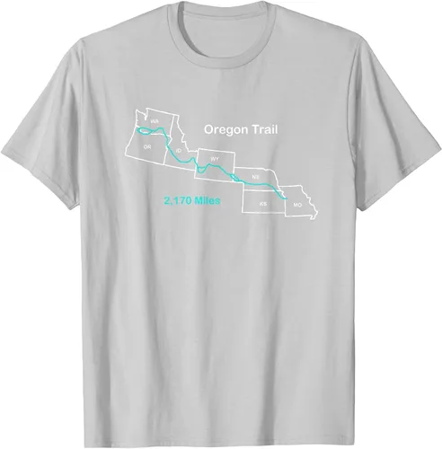 Vista 9 de Route Map of The Oregon National Historic Trail T-Shirt Asphalt Grey