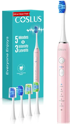 Vista 15 de COSLUS Cepillo de dientes eléctrico C30 para adultos: 3 intensidades y 5 modos personalizados para una sensación efectiva pero suave ultra limpia, 2