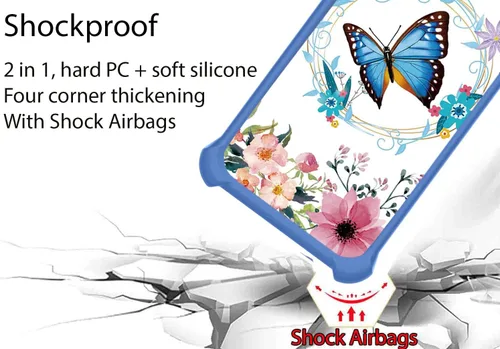 Vista 2 de Funda para Nokia C32 compatible con Nokia C32 con protector de pantalla de vidrio templado, PC + TPU 2 en 1, soporte de anillo, efecto luminoso