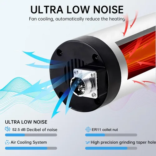 Vista 7 de RATTMMOTOR Motor de fresado de husillo CNC de 0.8KW, motor de husillo refrigerado por aire 800W 220VAC 24000RP 2.559 in CNC husillo CNC Motor ER11
