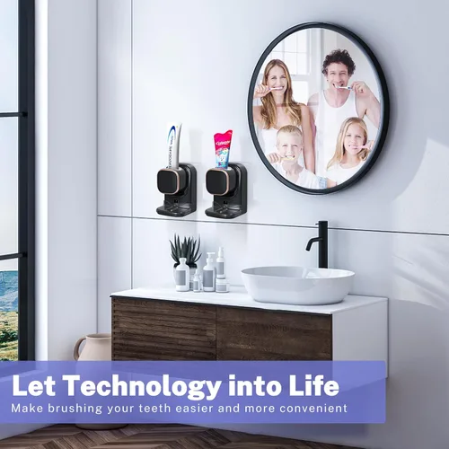 Vista 6 de Wekity Dispensador automático de pasta de dientes, dispensador eléctrico de pasta de dientes montado en la pared para niños y adultos, dispensador