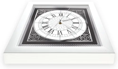 Vista 3 de Geek Alerts Reloj de pared de lujo con marco cuadrado blanco con números romanos, relojes retro, funciona con pilas, para el hogar, decorativo