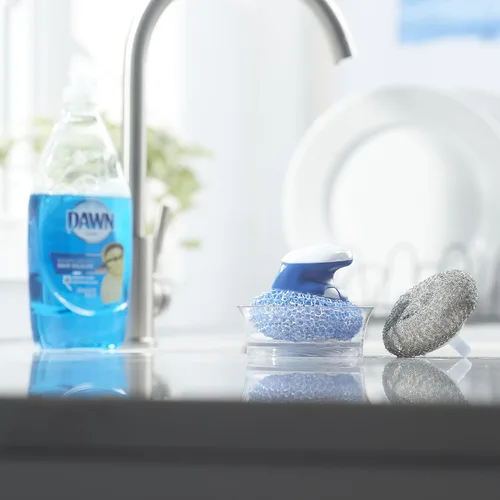 Vista 2 de Dawn Handi Scrub - Plato de almacenamiento para lavar platos, color blanco y azul