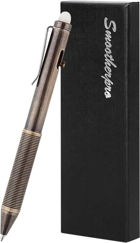 Vista 8 de SMOOTHERPRO Bolígrafo de acción de perno de latón macizo borrable, bolígrafo pesado compatible con repuesto Pilot FriXion, clip duradero para EDC