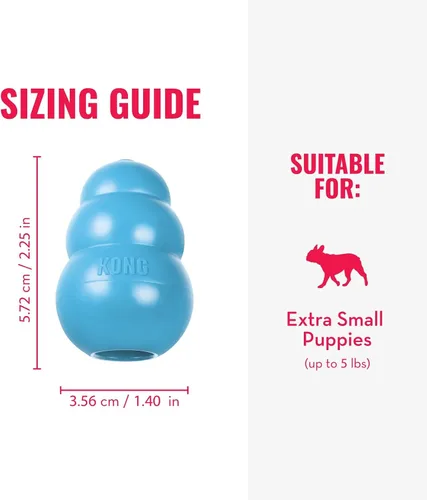 Vista 5 de KONG Cachorro - Juguete masticable de goma natural para la dentición para perros - Juguete para perros rellenable para un tiempo de juego prolongado