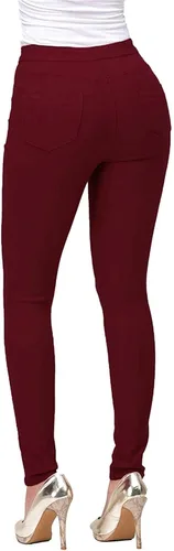 Vista 3 de FEDULK Leggings de mezclilla para mujer, cintura alta, control de abdomen, cómodos pantalones elásticos