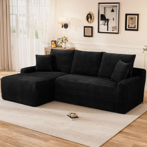 Vista 43 de Sofá modular sin hueso de 95 pulgadas, en forma de L con diván, tapicería de pana suave, asiento profundo, moderno y cómodo sofá para sala de estar