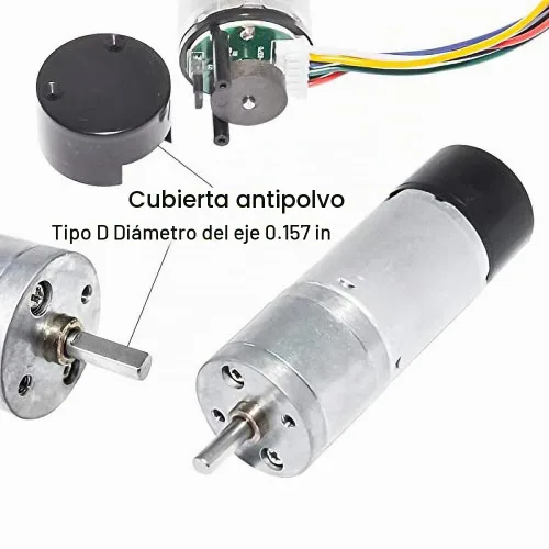 Vista 3 de Motor de engranaje de metal con codificador, de 12 V CC, de baja velocidad, 60 RPM, con codificador para Arduino y impresoras 3D