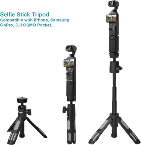 Vista 10 de Ruittos Soporte de trípode para teléfono y palo para selfie para iPhone, cámara web, escritorio, Sony, cámara Canon G7x, Go Pro, trípode de viaje
