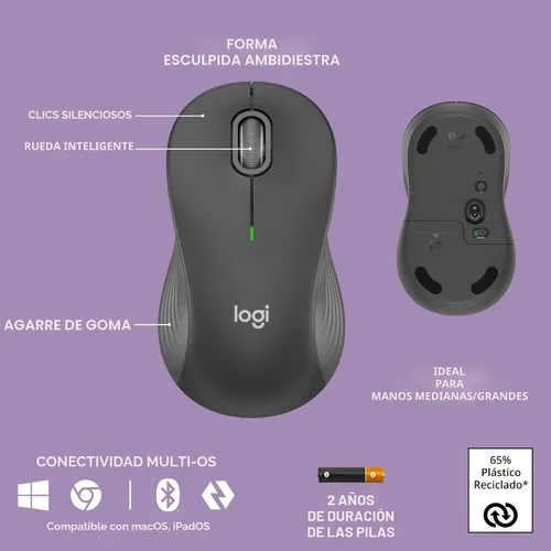 Vista 7 de Logitech Wave Keys MK670 Wireless Ergonomic Keyboard Mouse Combo - Graphite Grafito