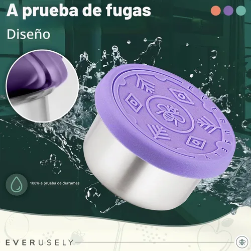Vista 8 de Everusely Vasos para condimentos – Paquete de 3, 1.7 oz / 1.7 fl oz, brillantes, de acero inoxidable – Recipientes de condimentos con tapas