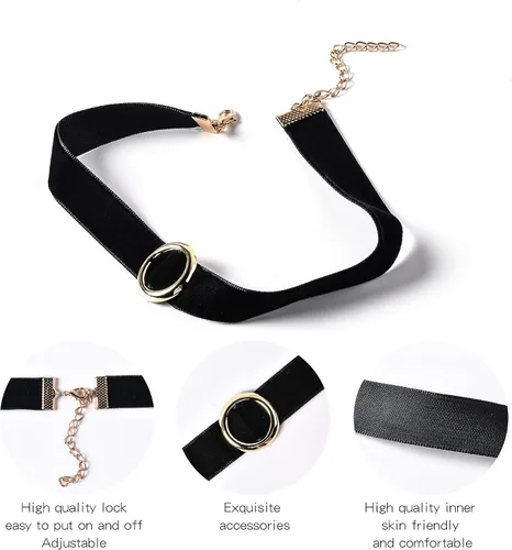 Vista 3 de Prohouse Black Womens Chokers Gothic Collar Lace Velvet Chocker Pendant Necklaces Set for Teen Women Girls