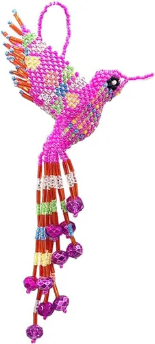 Vista 19 de Mia Jewel Shop - Figurina colgante decorativa de colibrí Figuras de pájaros para decoración del hogar Adorno de vidrio checo con cuentas