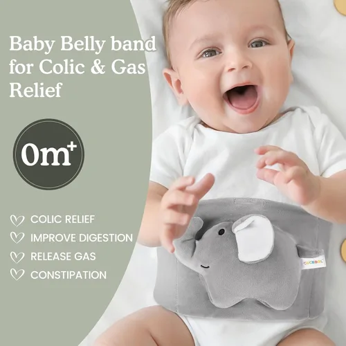 Vista 2 de Alivio de cólicos y gases para bebés, venda caliente para el vientre de recién nacidos con calidez reconfortante, cinturón de envoltura